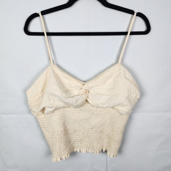 NWT Lulu's Women's Smocked Tan Cropped Top Size Extra Large - Picture 1 of 6